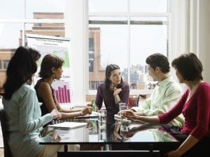 Five Business People in a Meeting