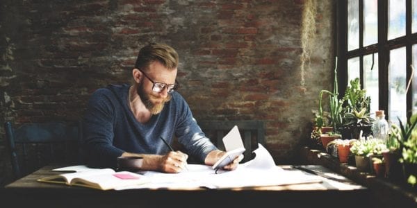 Man Working Workspace Lifestyle Concept
