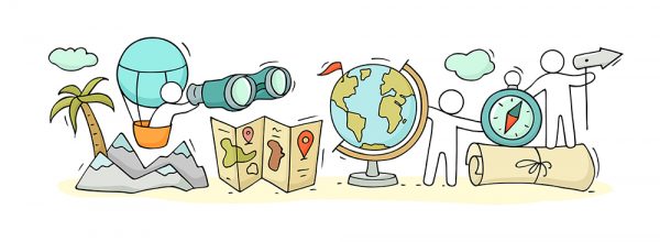 Sketch,Of,Geography,Class,With,Working,Little,People.,Doodle,Cute