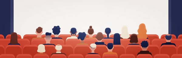 People,Sitting,In,Movie,Theater,Or,Cinema,Hall,And,Looking