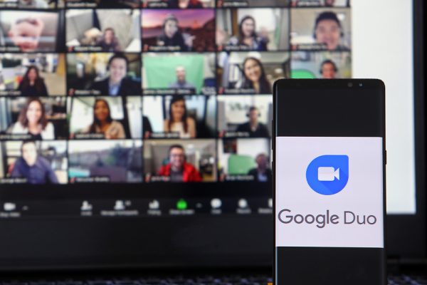 23,April,2020.,Istanbul,/,Turkey.,Smartphone,Showing,Google,Duo